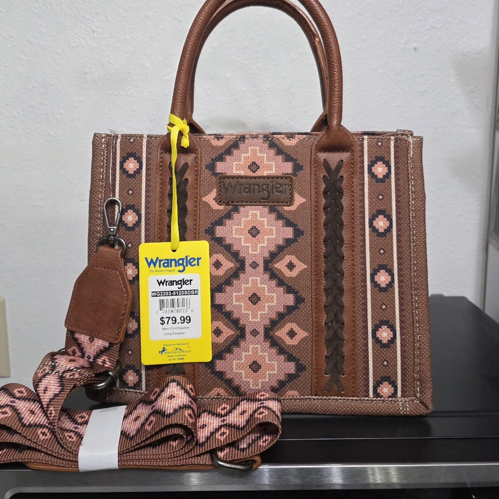 Wrangler converse Brown and Pink Patterned Tote Bag medium size